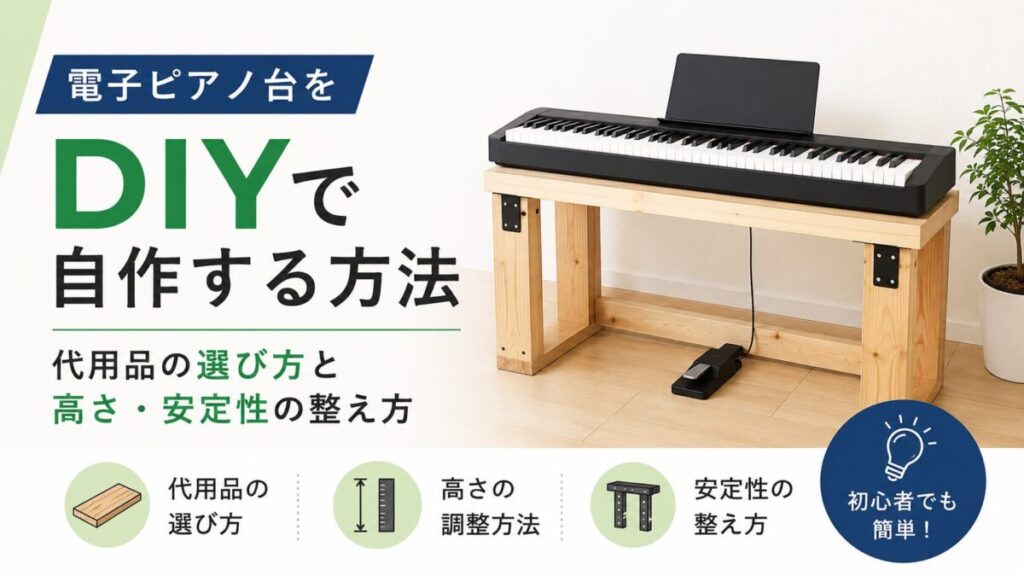 電子ピアノ台をDIYで自作する方法｜代用品の選び方と高さ・安定性の整え方
