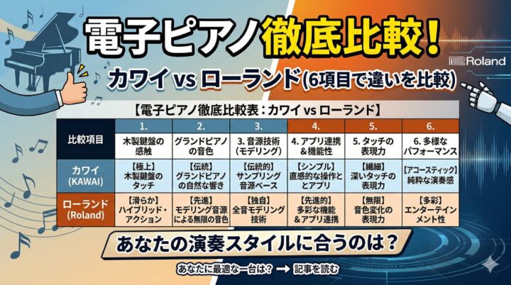 カワイとローランドどっち？電子ピアノの違いを6項目で比較