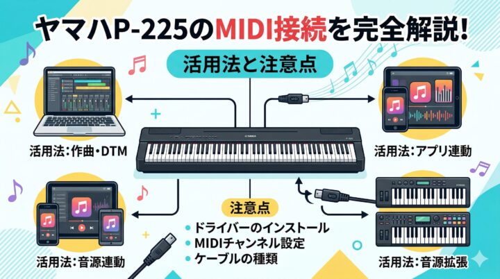 ヤマハP-225のMIDI接続を完全解説！活用法と注意点