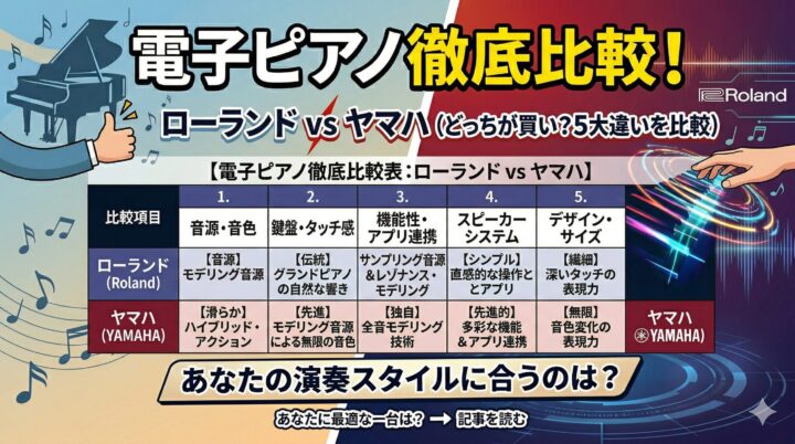 ローランドとヤマハどっちが買い？電子ピアノ5大違いを比較