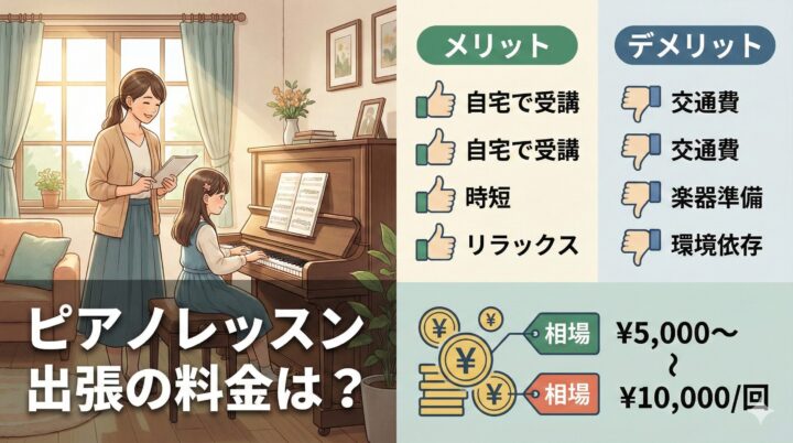 ピアノレッスン出張の料金は？メリット・デメリットを徹底解説