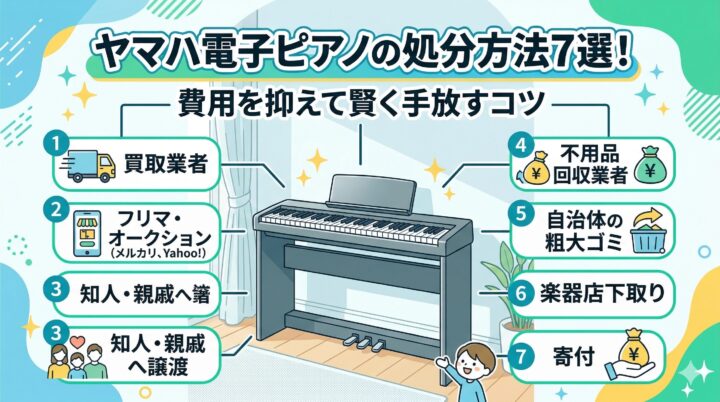 ヤマハ電子ピアノの処分方法7選！費用を抑えて賢く手放すコツ