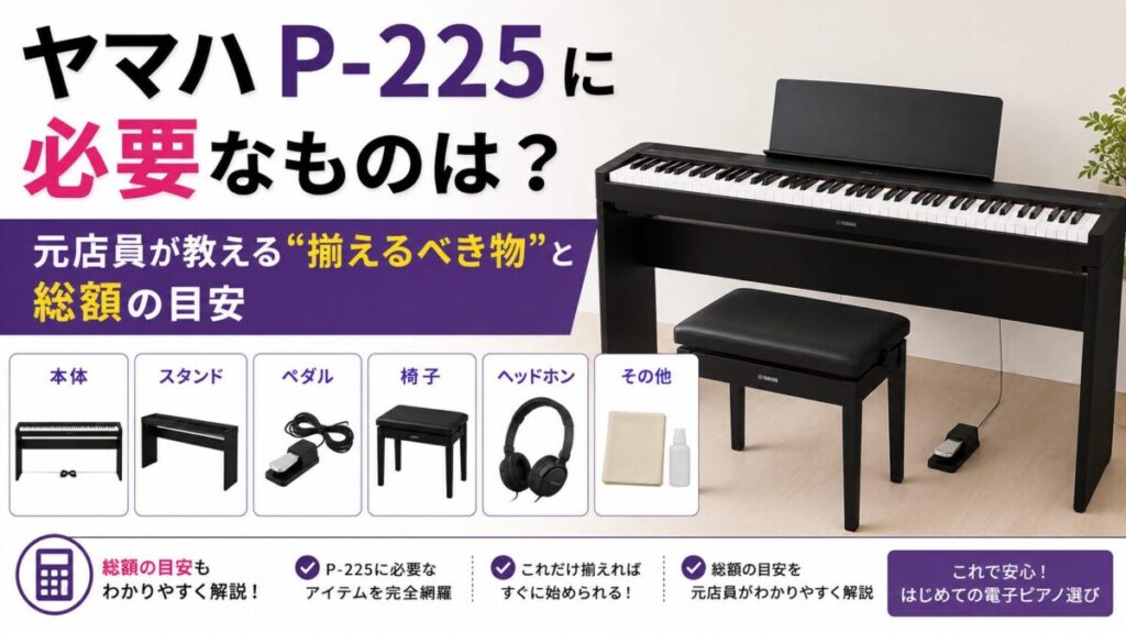 ヤマハP-225に必要なものは？本体に付属する物・別売りの物