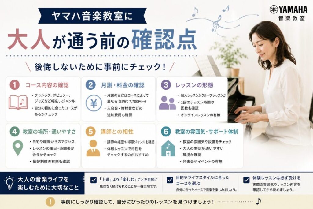 ヤマハ音楽教室に大人が通う前の確認点